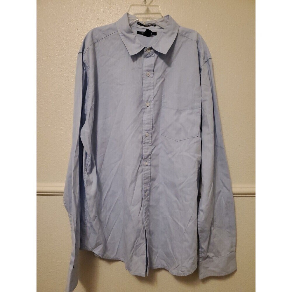 21 Men Light Blue Fitted Long Sleeve Button Down Shirt Mens XL Pocket Oxford